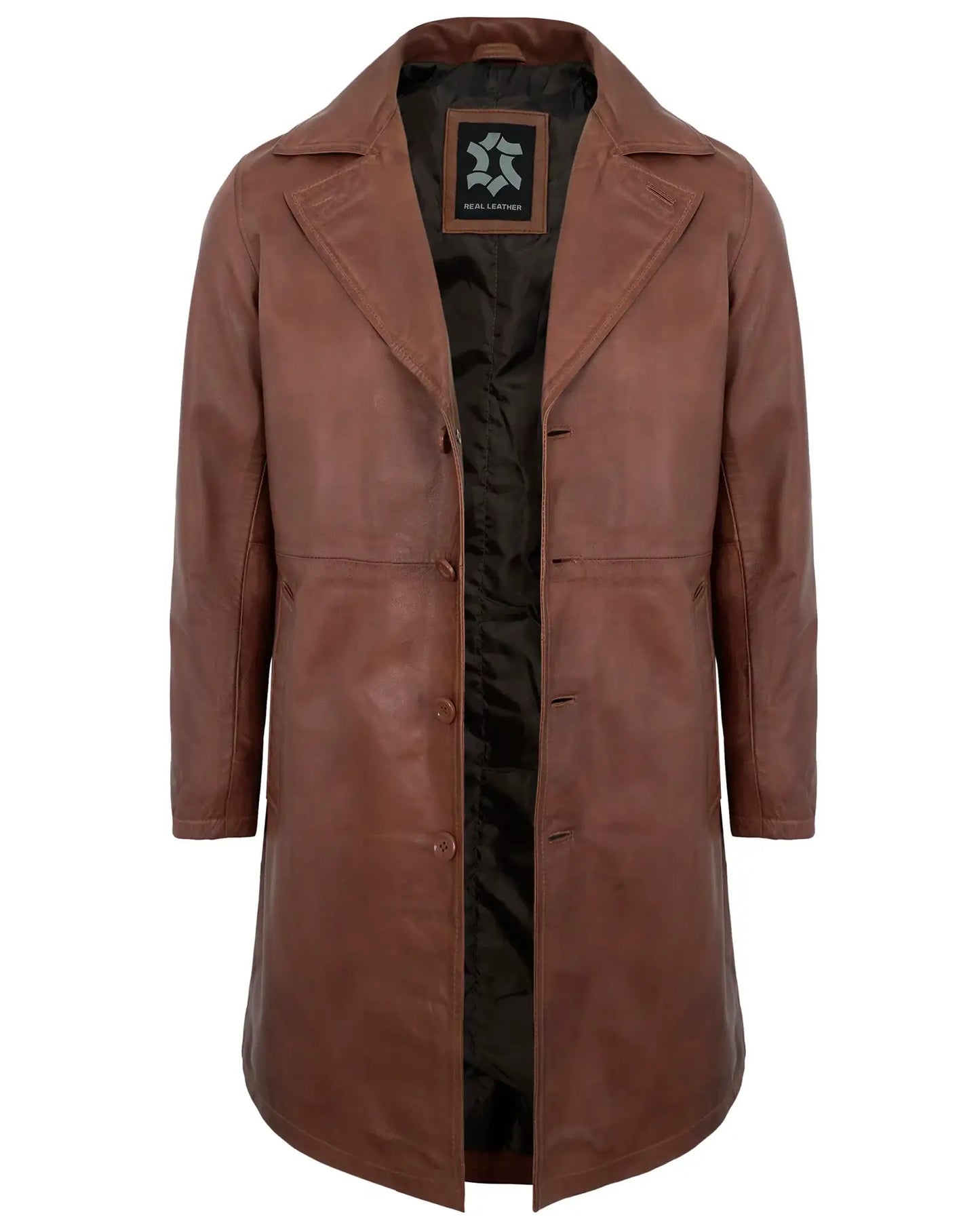 Men’s Brown Leather Car Coat – Casual Real Lambskin Jacket