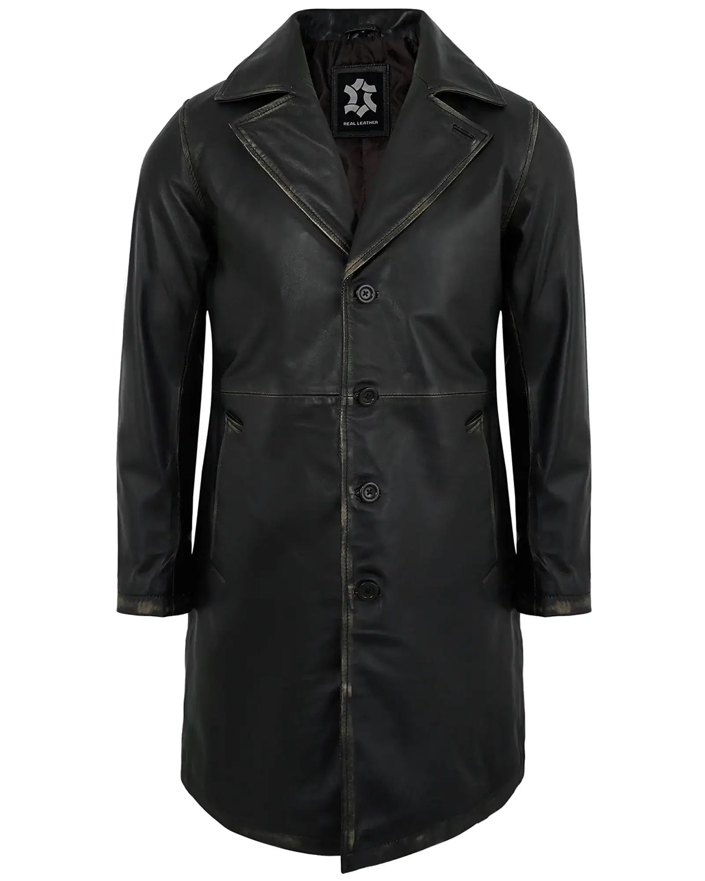 Men’s Black Ruboff Leather Car Coat – Casual Real Lambskin Jacket