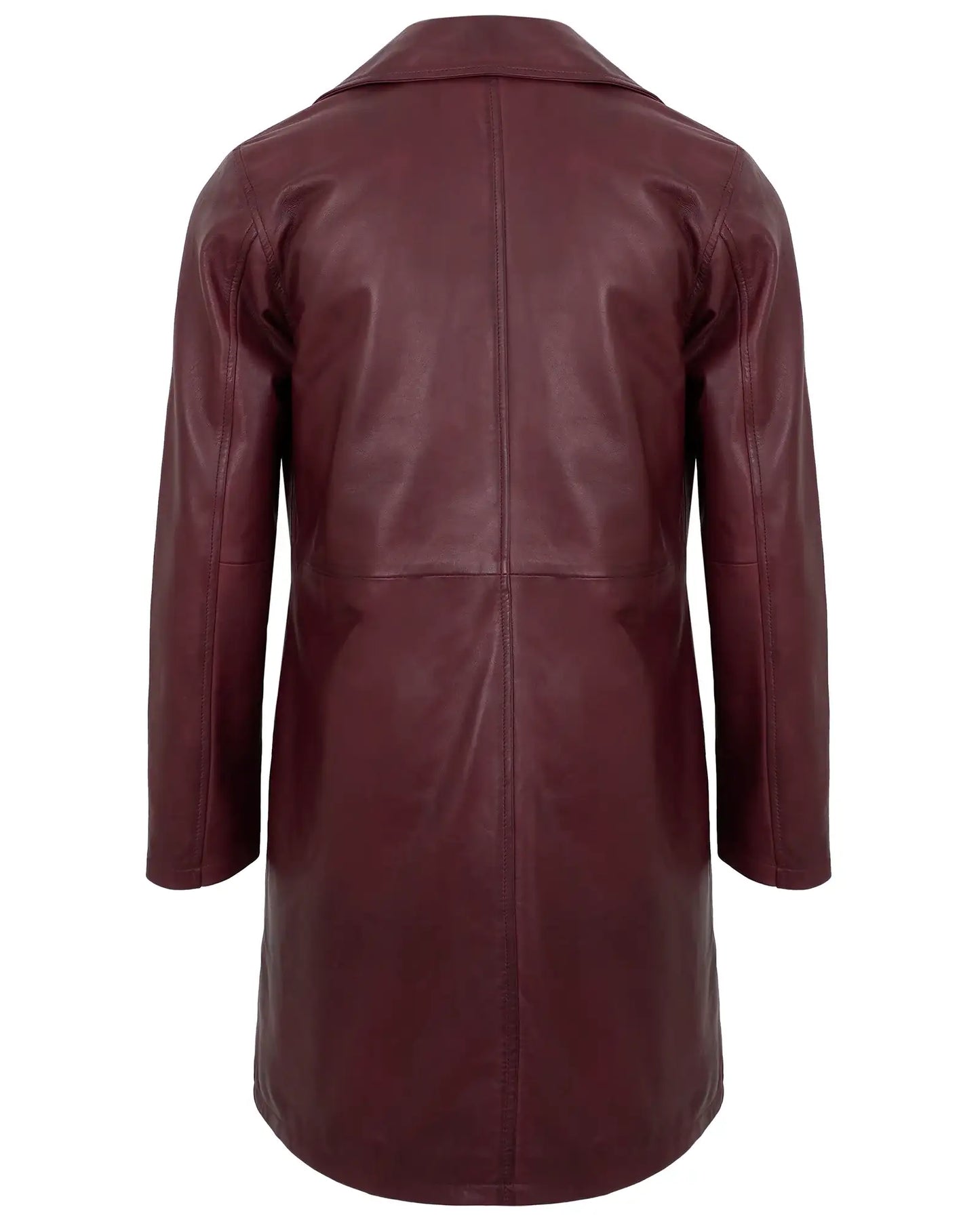 Men’s Maroon Leather Car Coat – Casual Real Lambskin Jacket