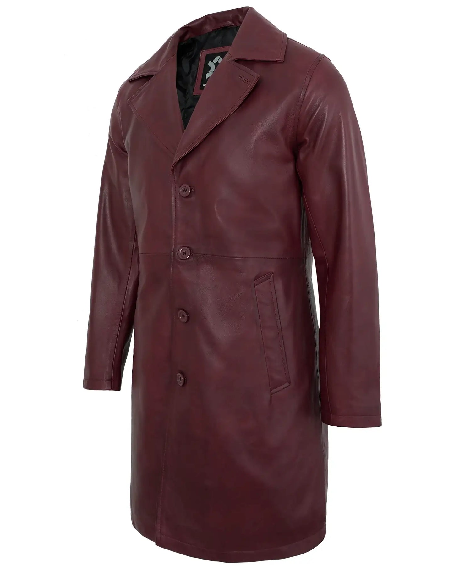 Men’s Maroon Leather Car Coat – Casual Real Lambskin Jacket