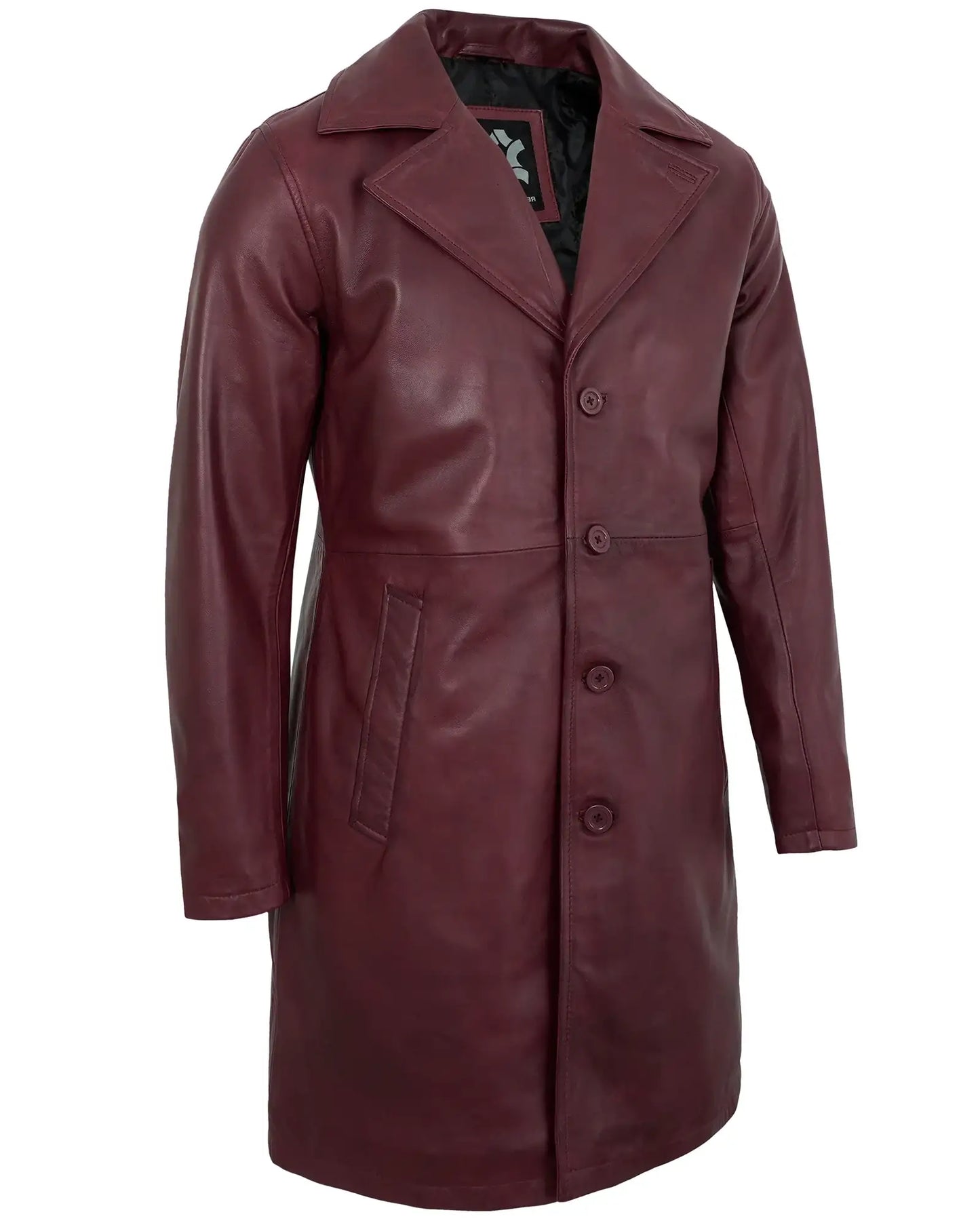 Men’s Maroon Leather Car Coat – Casual Real Lambskin Jacket
