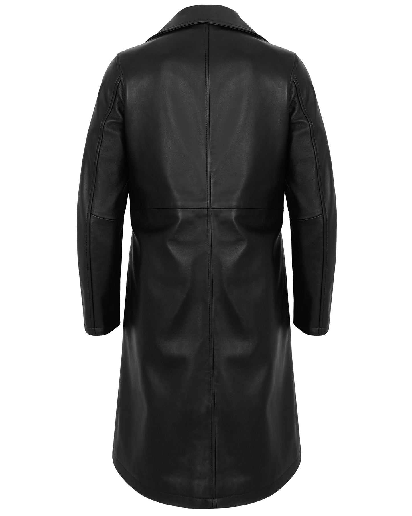 Women’s Long Black Lambskin Leather Car Coat