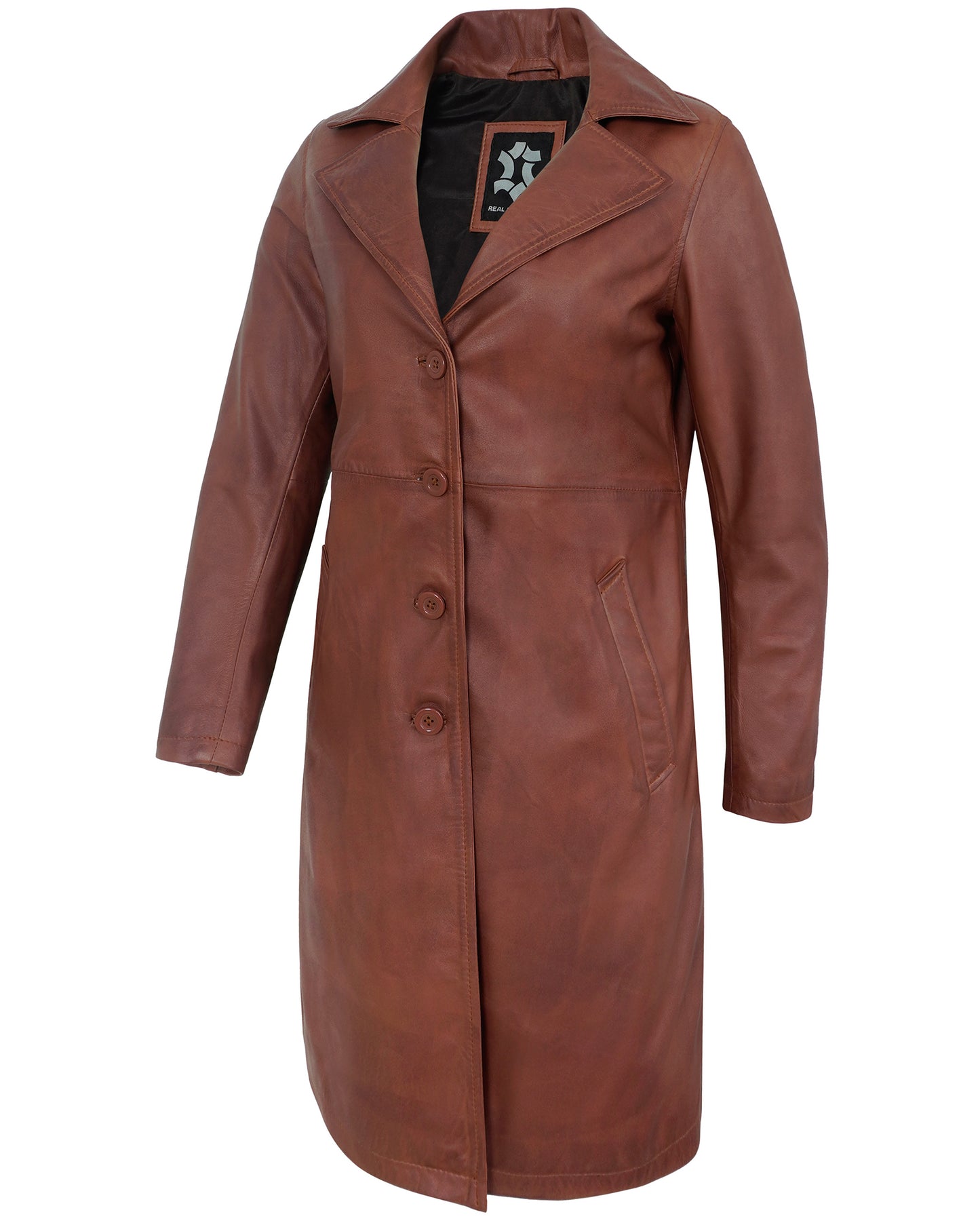 Brown Leather Car Coat Women’s – Real Lambskin Long Jacket