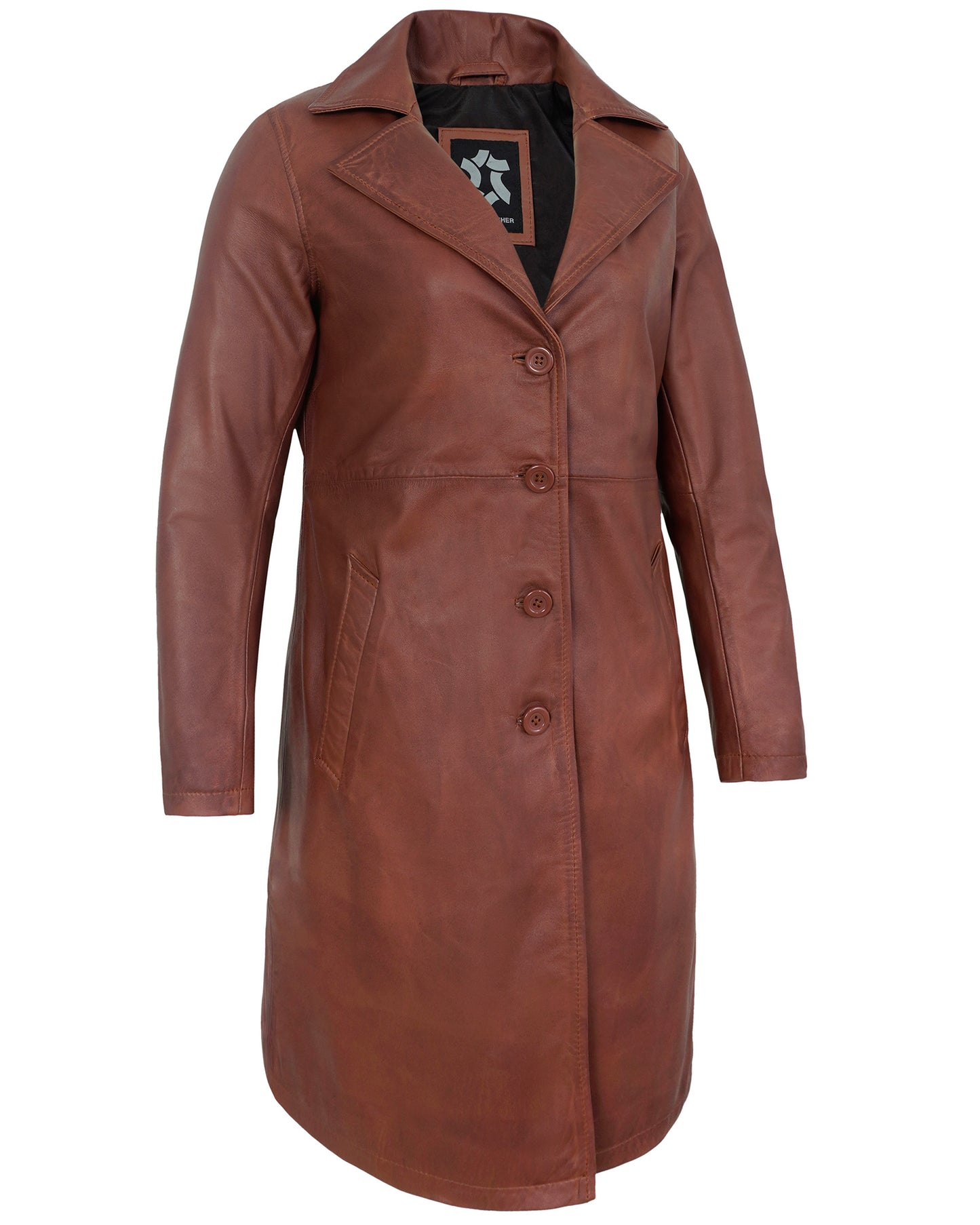 Brown Leather Car Coat Women’s – Real Lambskin Long Jacket