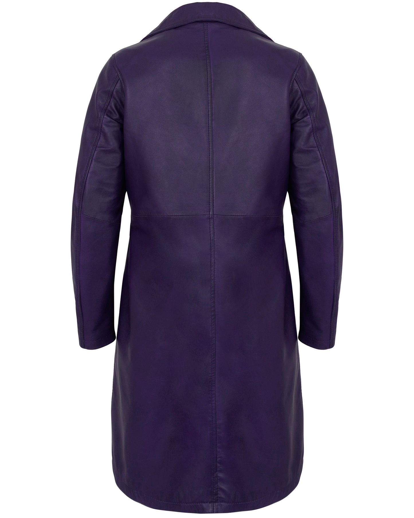 Purple Leather Car Coat Women’s – Real Lambskin Long Jacket