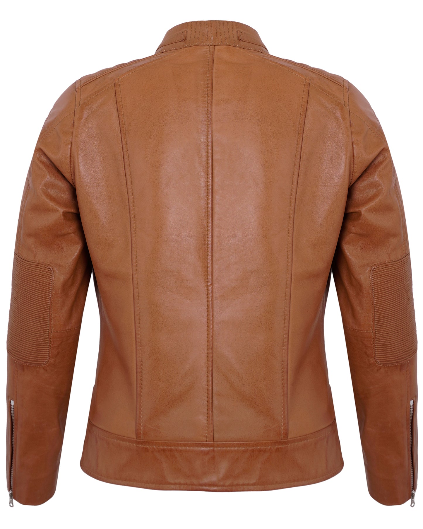 Tan Cafe Racer Jackets for Women – Real Lambskin Quilted Leather Jacket