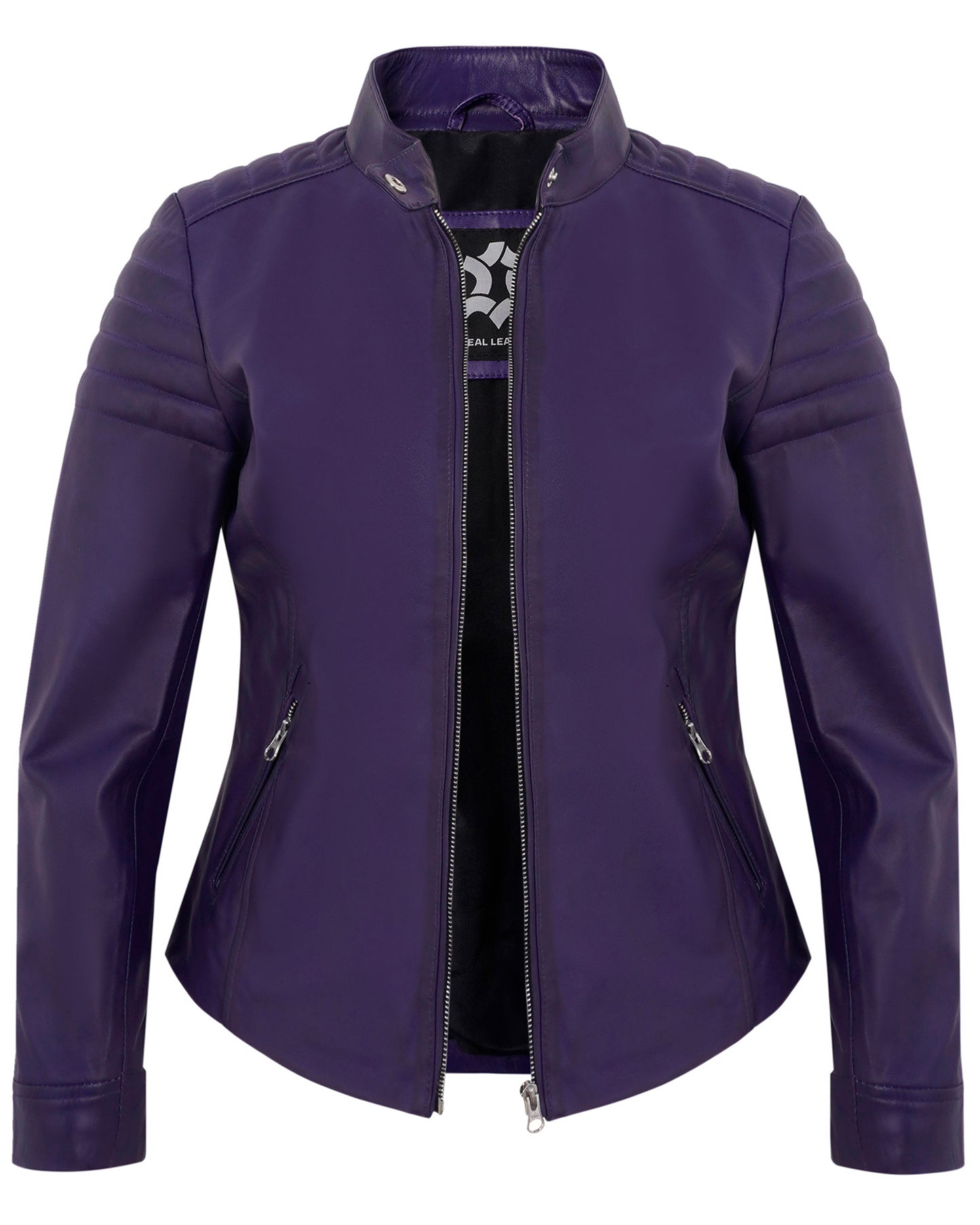Purple Women's Lambskin Leather Biker Jacket –  Stylish Moto Jacket