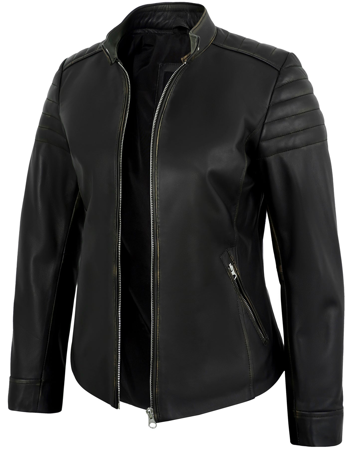 Ruboff Women's Lambskin Leather Jacket – Real Lambskin Moto Jacket