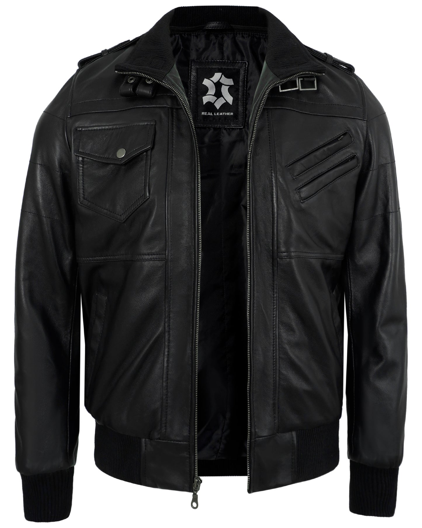 Black Hooded Leather Jackets Men – Real Lambskin with Detachable Hood
