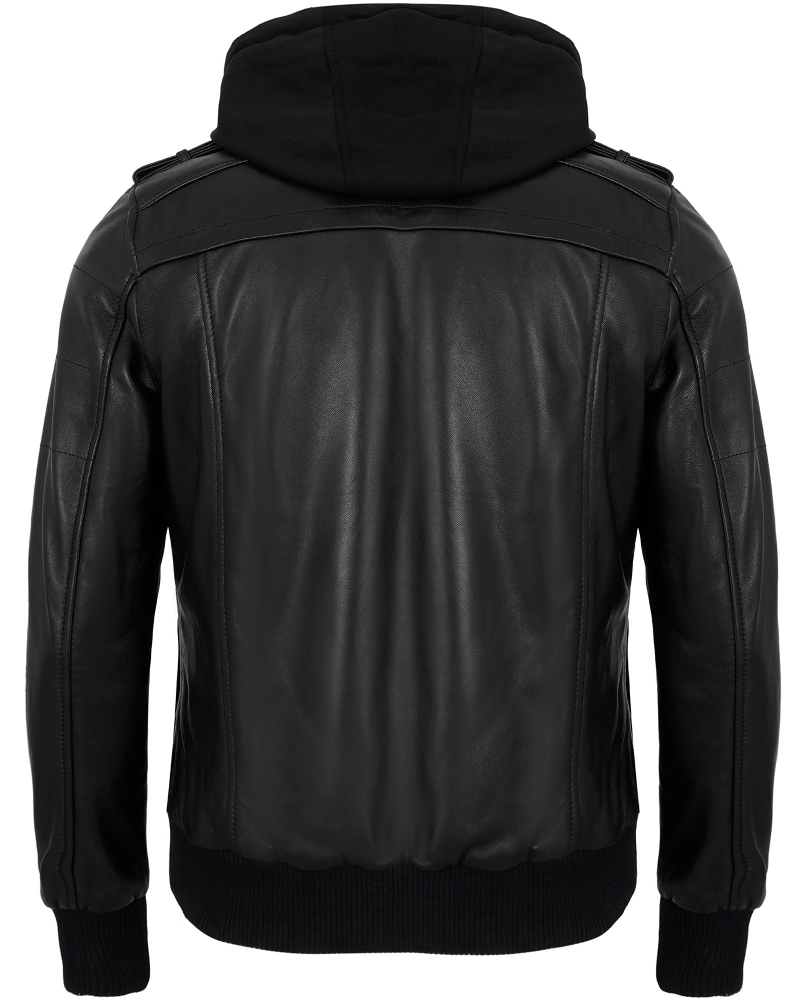 Black Hooded Leather Jacket for Men – Lambskin Bomber