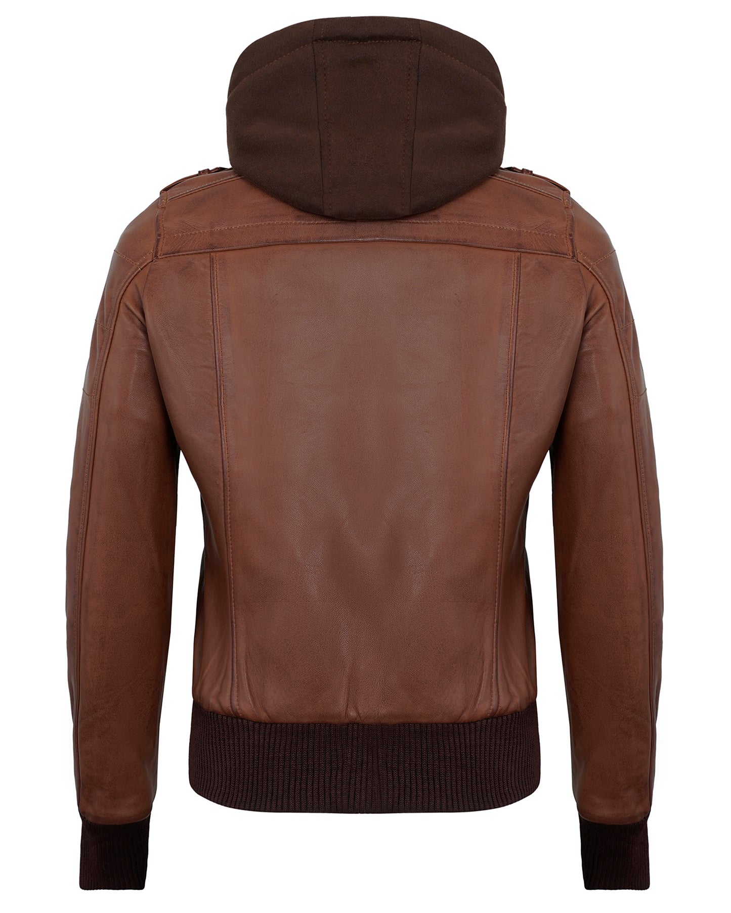 Hooded Leather Jacket for Women – Brown Lambskin Cafe Racer with Hood