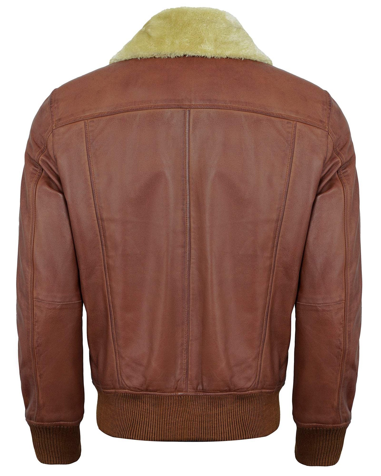 Brown Shearling Leather Jacket Men's – Real Lambskin Bomber Style