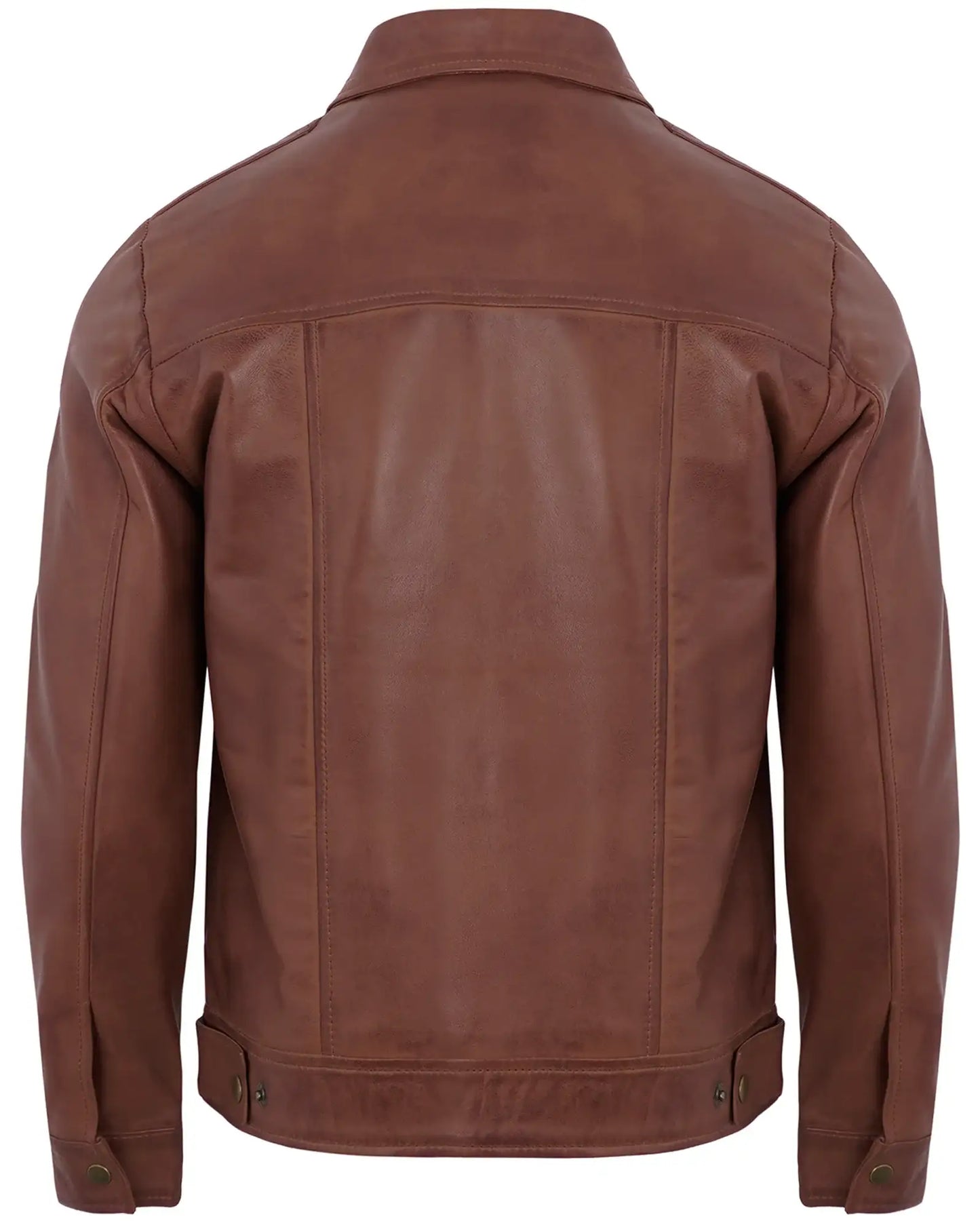 Brown Men’s Motorcycle Leather Jackets – Real Lambskin Classic Turn Down Collar