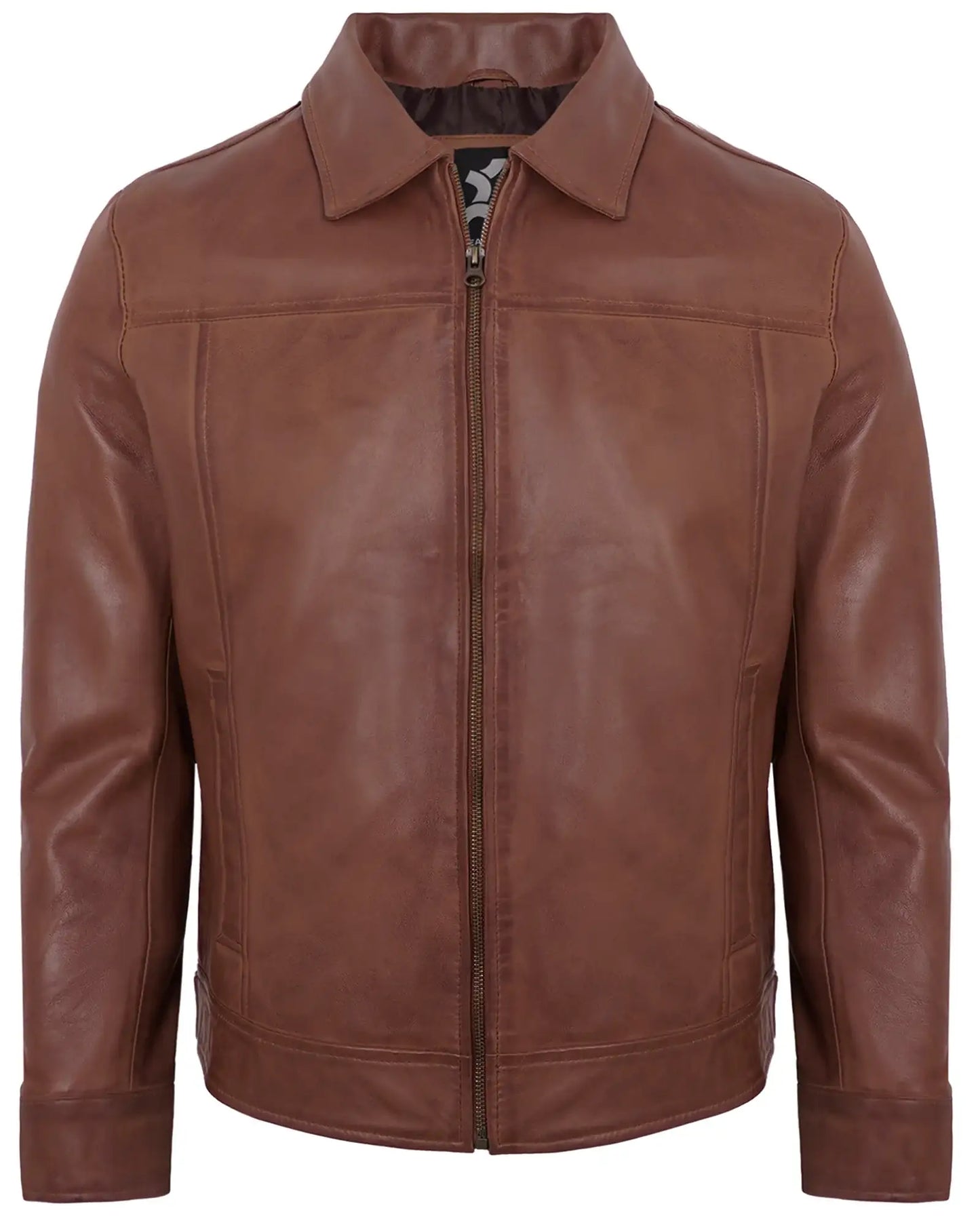 Brown Men’s Motorcycle Leather Jackets – Real Lambskin Classic Turn Down Collar