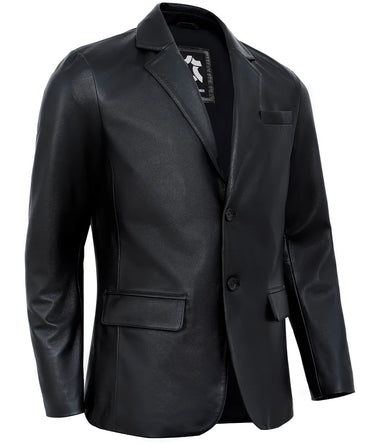 2-button-black-leather-blazer-men