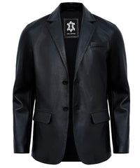 2-button-black-leather-blazer-men