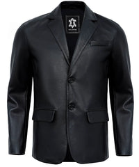 2-button-black-leather-blazer-men