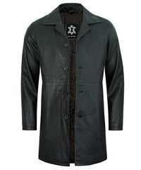Black Ruboff Leather Car Coat Men