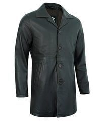 Black Ruboff Leather Car Coat Men