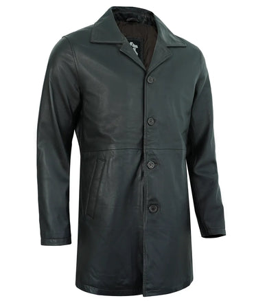 Black Ruboff Leather Car Coat Men