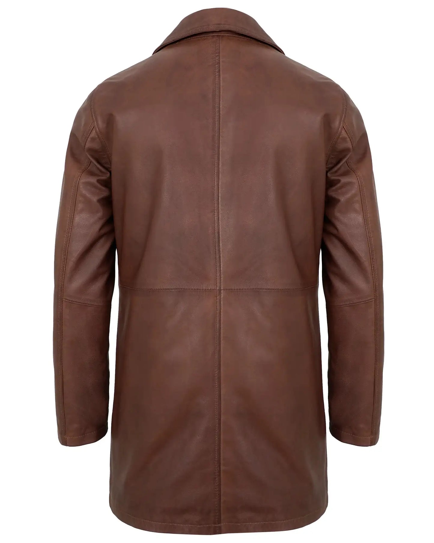 Leather Car Coat Mens – Cognac Real Lambskin Mid-Length Jacket