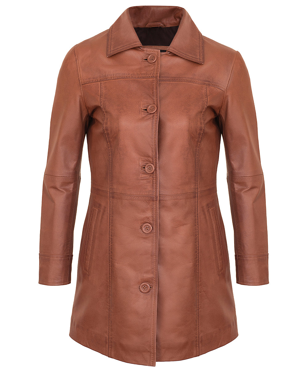 Leather Blazer Women Sale – Tan