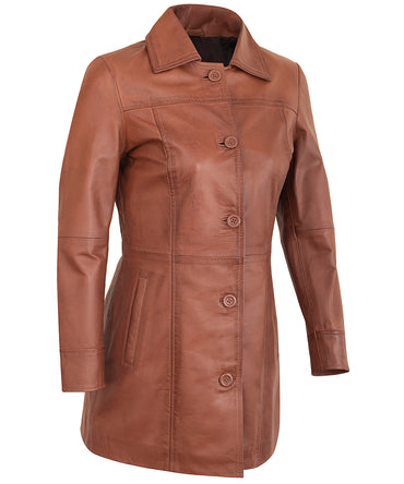 Leather Blazer Women Sale – Tan