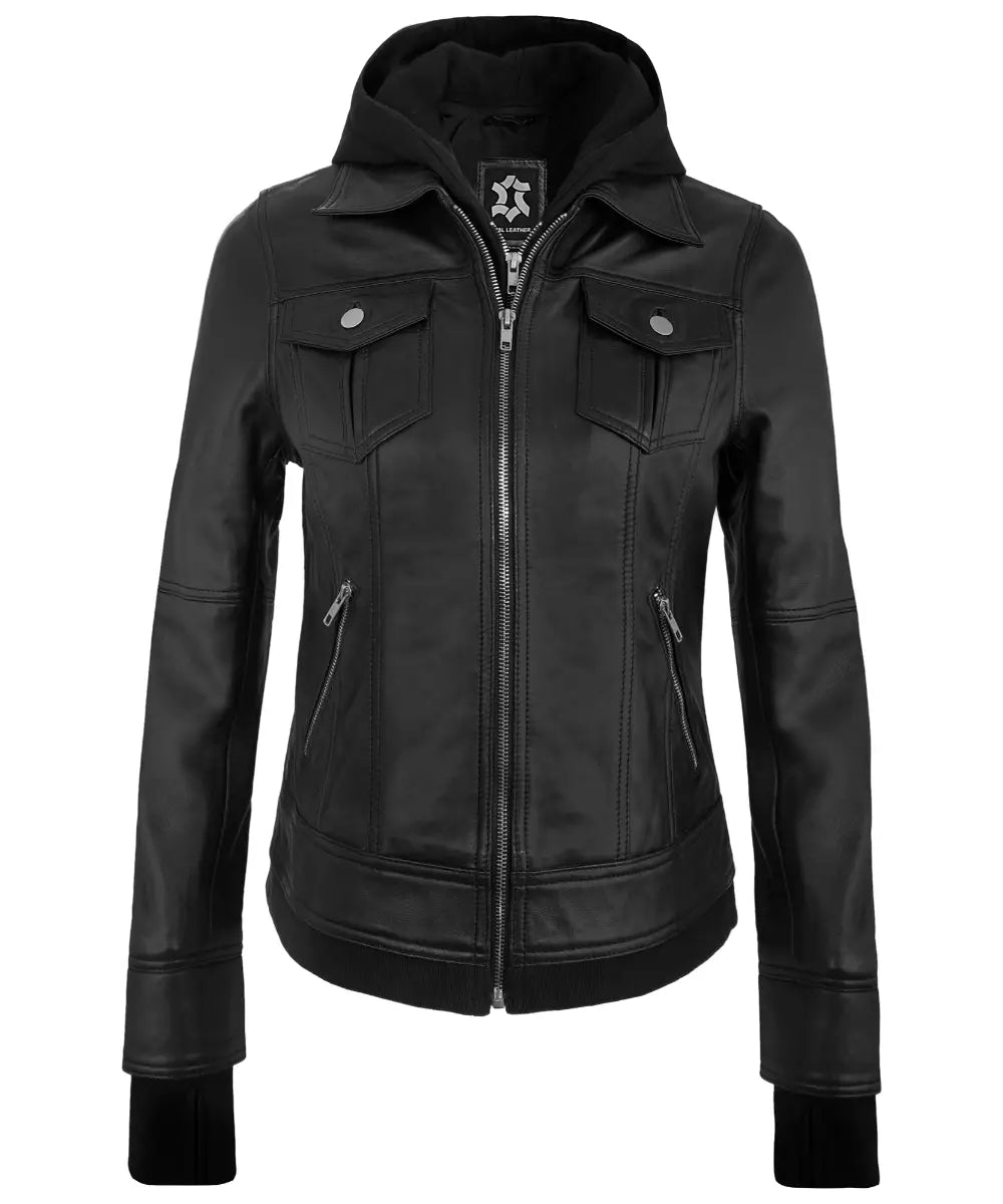womens-hooded-leather-jackets-black