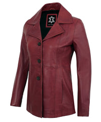 maroon-vintage-leather-blazer-women