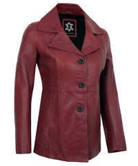 maroon-vintage-leather-blazer-women