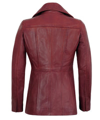 maroon-vintage-leather-blazer-women