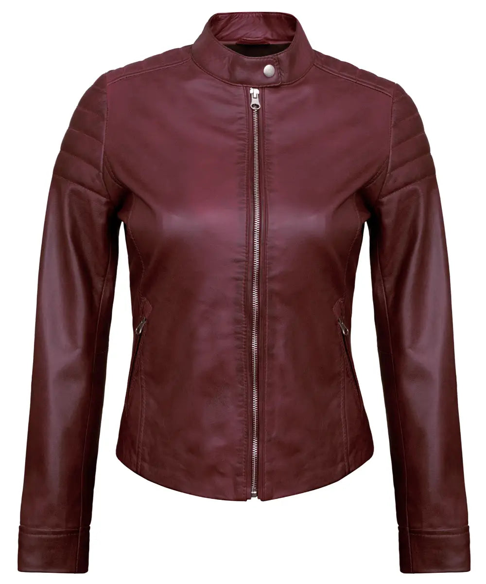 maroon-womens-lambskin-leather-biker-jacket