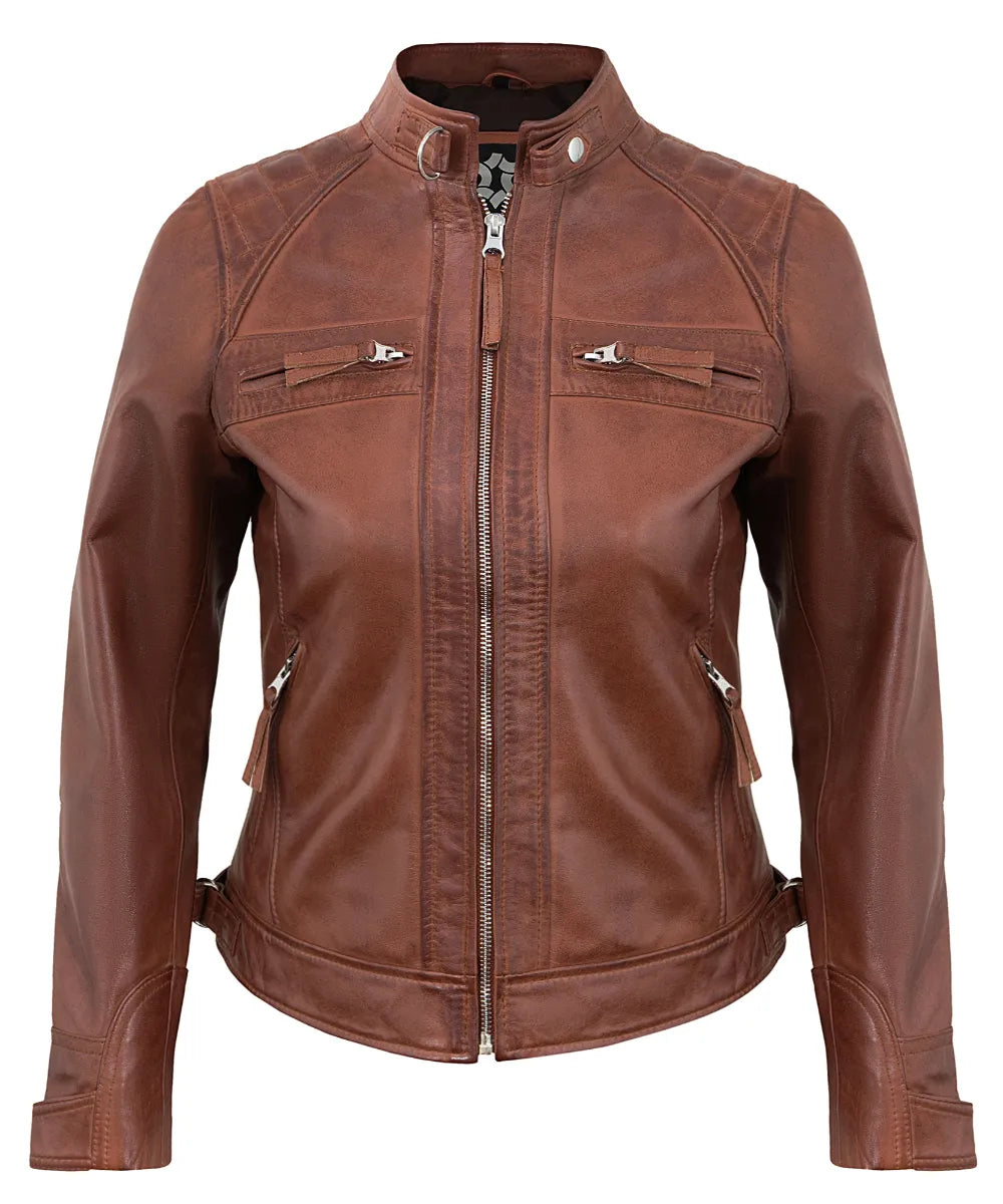 brown-leather-cafe-racer-jackets-for-women
