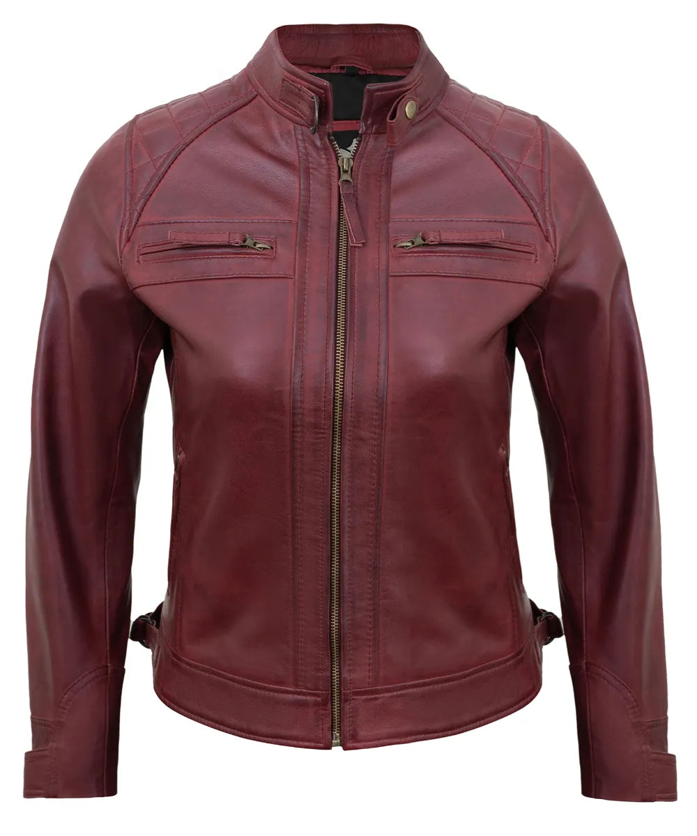 maroon-leather-cafe-racer-jackets-for-women