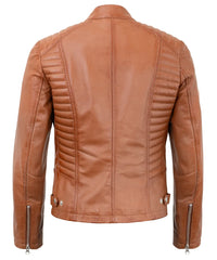 Tan Women’s Cafe Racer Motorcycle Jacket – Real Lambskin Stylish Biker