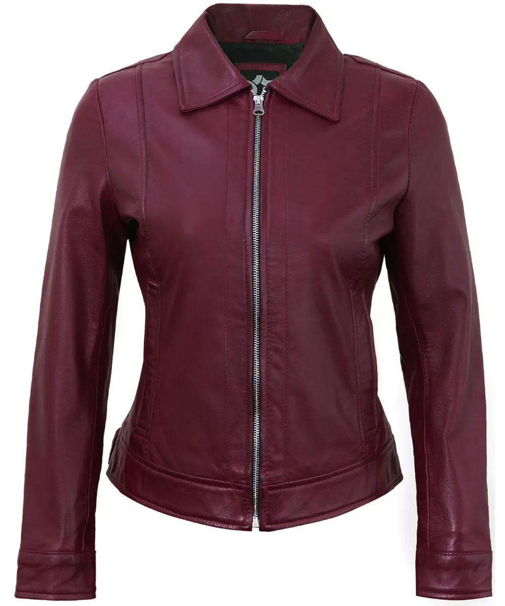 maroon-cafe-racer-down-collar-jackets